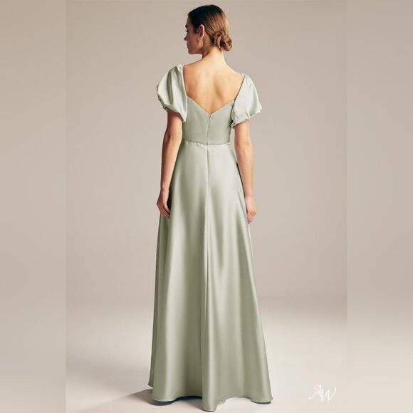 AW. Bridal Sage Green Dey Maxi Bridesmaid Dress Size 4 - Picture 2 of 11